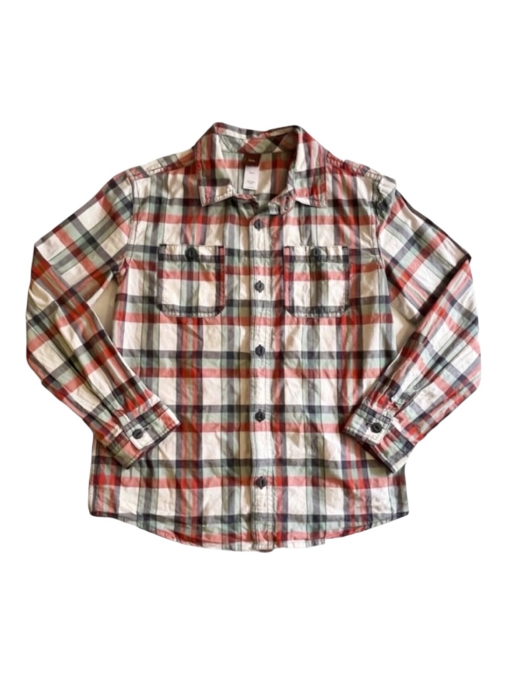 Tea Collection holiday plaid long sleeve button down shirt 8y Fall Winter Photos